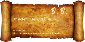 Brader Benjámin névjegykártya